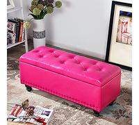KRXSOBNV, Banc de Rangement en Cuir PU, Bout de lit, Repose-Pieds Multifonctions Modernes, for Chambre à Coucher, Salon,Tabourets(Rose Red,80x40x45cm(31x16x18inch))