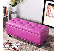 KRXSOBNV, Banc de Rangement en Cuir PU, Bout de lit, Repose-Pieds Multifonctions Modernes, for Chambre à Coucher, Salon,Tabourets(Purple,60x40x45cm(24x16x18inch))