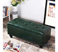 KRXSOBNV, Banc de Rangement en Cuir PU, Bout de lit, Repose-Pieds Multifonctions Modernes, for Chambre à Coucher, Salon,Tabourets(Green,80x40x45cm(31x16x18inch))