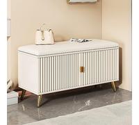 KRXSOBNV Banc de Rangement for Chaussures avec siège, Meuble à Chaussures Moderne et Fin avec Portes, for Talons Hauts, entrées, couloirs, placards(White Gold,60 * 50 * 30cm)