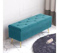 KRXSOBNV Banc de Rangement rembourré en Peluche, Banc à Chaussures d'entrée Moderne, Tabouret Repose-Pieds rembourré for Chambre à Coucher et Salon(Blue,90x40x45cm(35x16x18inch))