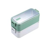 KRXSOBNV Boîte à lunch double couche en acier inoxydable 1100 ml, étanche, for four à micro-ondes, for adultes et étudiants(Green)