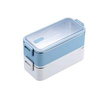 KRXSOBNV Boîte à lunch double couche en acier inoxydable 1100 ml, étanche, for four à micro-ondes, for adultes et étudiants(Blue)