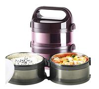 KRXSOBNV Boîte à manger， Boîte à lunch Bento empilable avec couverts, contenant isotherme portable for soupe, étanche(Pink,Two layers)