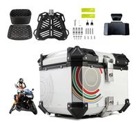 KRXSOBNV, Boîte de Queue de Moto en Aluminium, Valise supérieure de Moto avec Serrure de sécurité, boîte de Rangement for Casque de Magasin, Grands Bagages,Support de Coffre de Moto(White,65L)