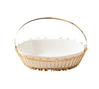 KRXSOBNV, Bol à fruits en céramique for comptoir de cuisine, stockage de fruits et légumes avec panier en métal, support à fruits bol à fruits en céramique conçu,Bol à fruits(Wit)