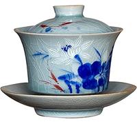 KRXSOBNV Bol à thé avec couvercle, Bols, bol à thé classique en porcelaine, poterie ancienne rétro, boue pure peinte la main, jeu de glace craquelée, ensemble tasses ouvertes for préparer du Kung Fu