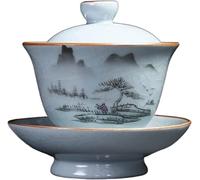 KRXSOBNV Bol à thé avec couvercle, Bols, service à thé Kung Fu, bol couvert, tasse, rétro, craquelé de glace, four Ru, soupière, en céramique faite la main, for maison, verres chinois 150 ml(B)