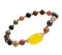 KRXSOBNV Bracelet de Perles， Bracelet en Agate Rouge Tourmaline Naturelle Citrine AmethystLove 7 Talisman prospérité Argent Chance 2023 Nouveaux Bijoux de Vacances Luxe(Citrine)
