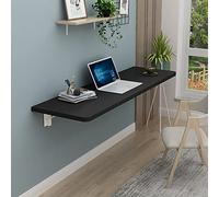 KRXSOBNV Bureau Mural Flottant en Teck, Bureau d'étude Pliable permettant de Gagner de l'espace for Les Petits espaces(Black,120x50cm/47x20in)