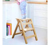 KRXSOBNV, Chaise de Tabouret en Bois à 2 marches, escabeau Portable Pliant léger, Chaise échelle compacte antidérapante ，Tabouret Pliant(Natural)