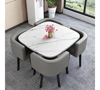 KRXSOBNV, Chaise for Salle de Bureau, Table Formation carrée Moderne conférence, Expresso avec 4 chaises ergonomiques, Support Lombaire,Table de conférence(Light Gray)