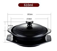 KRXSOBNV, Cocottes avec couvercles, plaque de cuisson au four, batterie de cuisine en terre cuite naturelle, bol en pierre spodumène haute température,Marmite rétro(610ml)