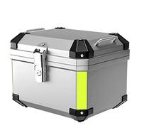 KRXSOBNV, Coffre de Moto Bagages Tour Pack boîte boîtier supérieur Casque boîte de Rangement Queue 45L 57L Peut contenir 2 Casques système de dégagement Rapide,Support de Coffre de Moto(Silver,57L)