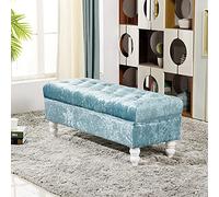 KRXSOBNV Coffre rembourré avec Couvercle, Banc avec Rangement for Chaussures, adapté à la Chambre à Coucher(Sky Blue,80x45x45cm(31x18x18inch))