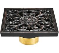 KRXSOBNV, Crépine de vidange de Douche Couverture de Sol Art sculpté Balcon Salle de Bain Accessoires de Bain Grille déchets, t ,Siphon de Sol(Black T)