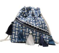KRXSOBNV, Dames Gland Sacs de Messager décontracté Cordon Seau fourre-Tout tricoté Sac à bandoulière Femmes Sacs à Main rétro Sac à bandoulière,Sacs pour Femmes(Blue)