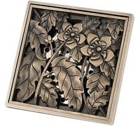 KRXSOBNV, Drain de Bain carré, Drain de Douche, passoire for Cheveux, Art en Laiton Antique sculpté, Drain de Sol de Salle de Bains, Grille de déchets ，Siphon de Sol