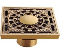 KRXSOBNV, Drain de Douche Carré en Laiton avec Grille Amovible à Motif Quadrato Drain de Sol Antique avec Collection de Cheveux,F ,Siphon de Sol