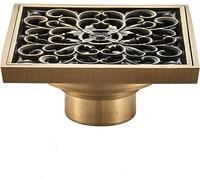 KRXSOBNV, Drain de Douche en Laiton, Drain de Sol avec Couvercle de Grille Amovible en Forme de Fleur, Drain de Sol de Douche Antique Comprenant Une passoire à Cheveux,A ,Siphon de Sol