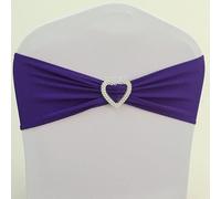 KRXSOBNV, Écharpes de Chaise, 50 pièces, Ceinture de Chaise en élasthanne élastique avec Boucle en cœur for la décoration de fête d'événement d'hôtel,Ceinture de Chaise(Purple)