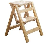 KRXSOBNV, Échelle portative Pliante escabeau Multifonctionnel échelle en Bois Chaise d'escalier 2 for la Maison Lib ，Tabouret Pliant(Natural)