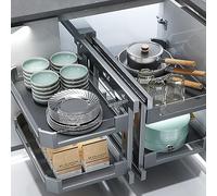 KRXSOBNV, Égouttoir à Vaisselle, égouttoir à Vaisselle pivotant entièrement extractible, organisateurs de Plateau tournant for Organisateur d'armoire d'angle Aveugle Ouvert à la Main, 700CABINTE,Orga