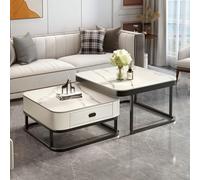 KRXSOBNV, Ensemble de 2 Tables Basses en Verre au Design Moderne, avec Structure en métal, for Le Salon - Table Basse carrée dorée,Tables de Sol(F)