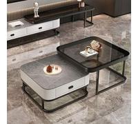 KRXSOBNV, Ensemble de 2 Tables Basses en Verre au Design Moderne, avec Structure en métal, for Le Salon - Table Basse carrée dorée,Tables de Sol(D)