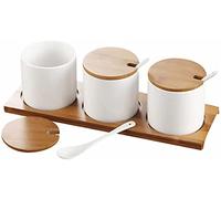 KRXSOBNV, Ensemble de pots à épices, pot à épices, pot à épices, poivre, sel, sucrier, récipient à épices, récipient avec couvercle, petit porte-cuillère for la cuisine, boîte blanche,Bocaux d'assais