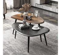 KRXSOBNV, Ensemble de Table Basse, Table Basse du Milieu du siècle, for Salon, Jazz Black/Walnut - Plusieurs spécifications Disponibles,Tables de Sol(Walnut Large+Jazz Black Small)