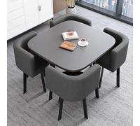 KRXSOBNV, Ensembles de Table Ronde et chaises à Dossier 5 pièces, Ensemble Manger Cuisine Chaise for 4 Personnes, Salon d'appartement Familial,Table de conférence(Dark Gray Black Table)
