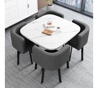 KRXSOBNV, Ensembles de Table Ronde et chaises à Dossier 5 pièces, Ensemble Manger Cuisine Chaise for 4 Personnes, Salon d'appartement Familial,Table de conférence(Dark Gray White Table)