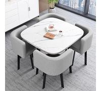 KRXSOBNV, Ensembles de Table Ronde et chaises à Dossier 5 pièces, Ensemble Manger Cuisine Chaise for 4 Personnes, Salon d'appartement Familial,Table de conférence(Gray White Table)