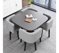 KRXSOBNV, Ensembles de Table Ronde et chaises à Dossier 5 pièces, Ensemble Manger Cuisine Chaise for 4 Personnes, Salon d'appartement Familial,Table de conférence(Gray Black Table)