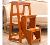 KRXSOBNV, Escabeau à Double Usage for la Maison en Plein air, Chaise échelle, Tabouret d'escalier 3 Niveaux, de Rangement Multicouche ，Tabouret Pliant(Walnut)