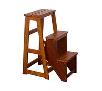 KRXSOBNV, Escabeau échelle à Trois marches, Tabouret d'échelle en Bois Massif Protection de l'environnement vêtements STO ，Tabouret Pliant(Brown,36x58x77Cm)