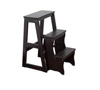 KRXSOBNV, Escabeau échelle à Trois marches, Tabouret d'échelle en Bois Massif Protection de l'environnement vêtements STO ，Tabouret Pliant(Black,36x56x64Cm)