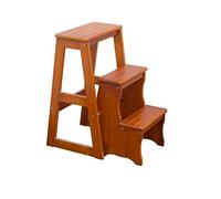 KRXSOBNV, Escabeau échelle à Trois marches, Tabouret d'échelle en Bois Massif Protection de l'environnement vêtements STO ，Tabouret Pliant(Brown,36x56x64Cm)