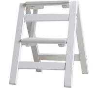 KRXSOBNV, Escabeau Pliant escabeau à 3 Niveaux, Tabouret d'échelle Multifonctionnel en Bois Massif, Maison ，Tabouret Pliant(White,2)
