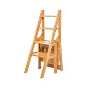 KRXSOBNV, Escabeau Polyvalent en Bois, Chaise Pliante à Double Usage, échelle 4 marches, décoration de Magasin ，Tabouret Pliant(#1)