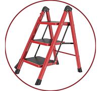 KRXSOBNV, Escabeau Polyvalent, escabeau Portable de Cuisine avec pédale Large antidérapante, bibliothèque, 2 Tailles ，Tabouret Pliant(Red)