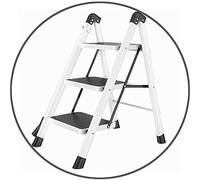 KRXSOBNV, Escabeau Polyvalent, escabeau Portable de Cuisine avec pédale Large antidérapante, bibliothèque, 2 Tailles ，Tabouret Pliant(White)
