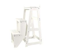 KRXSOBNV, Escabeau Utilitaire de Banquette Chaise d'échelle multifonctionnelle Pliante à 3 Niveaux, en Bois, décorative ，Tabouret Pliant(White)