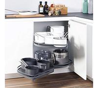 KRXSOBNV, Étagère coulissante d'angle Mort de Cuisine, Organisateur, Plateau pivotant à 2 Niveaux for Armoire de 900 à 1000mm,Organisateur de Coin de Cuisine