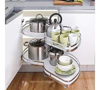 KRXSOBNV, Étagère coulissante d'angle Mort de Cuisine, Organisateur, Plateau pivotant à 2 Niveaux for Armoire de 900 à 1000mm,Organisateur de Coin de Cuisine