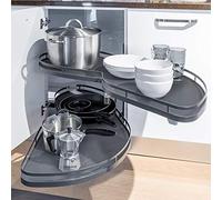 KRXSOBNV, Étagère coulissante d'angle Mort de Cuisine, Organisateur, Plateau pivotant à 2 Niveaux for Armoire de 900 à 1000mm,Organisateur de Coin de Cuisine(Grey)