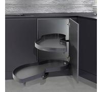 KRXSOBNV, Étagère d'angle extractible, Support de Rangement Rotatif avec Fermeture en Douceur for armoires de 900 mm, Fermeture en Douceur,Organisateur de Coin de Cuisine(Left)