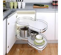 KRXSOBNV, Étagère d'angle for Placard de Cuisine, carrousel Extensible à 2 Niveaux, Blanc, for armoires de Base d'angle de 900 mm ou 1000 mm,Organisateur de Coin de Cuisine