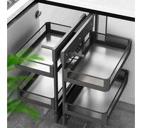 KRXSOBNV, Étagère de Rangement d'armoire de Cuisine d'angle extractible avec 4 paniers à Plateaux, Organisateur d'armoire d'angle Aveugle caché,Organisateur de Coin de Cuisine